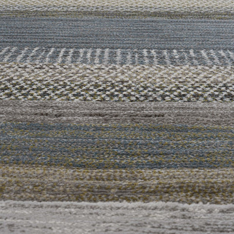 Galleria Stripe Blue Green Grey Geometric Rug. Available in 3 colours and 8 sizes -Close up Image 