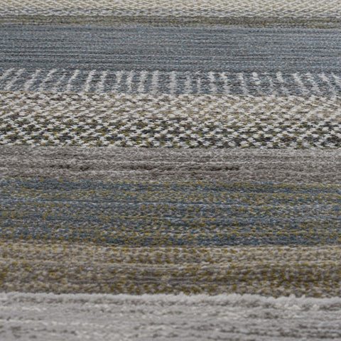 Galleria Stripe Beige Brown Rust Geometric Rug. Available in 3 colours and 8 sizes - Blue Green Grey Close up Image 