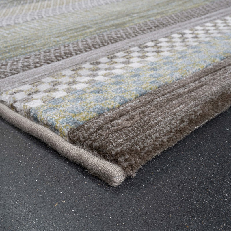 Galleria Stripe Beige Brown Grey Geometric Rug