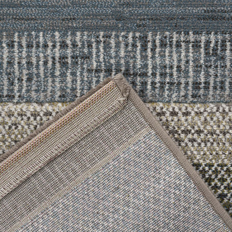 Galleria Stripe Beige Brown Grey Geometric Rug. Available in 3 colours and 8 sizes - Blue Green Rug reverse Image 