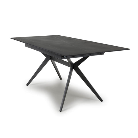 Pinnacle Extendable Black sintered stone marble effect ceramic Dining Table - Side View