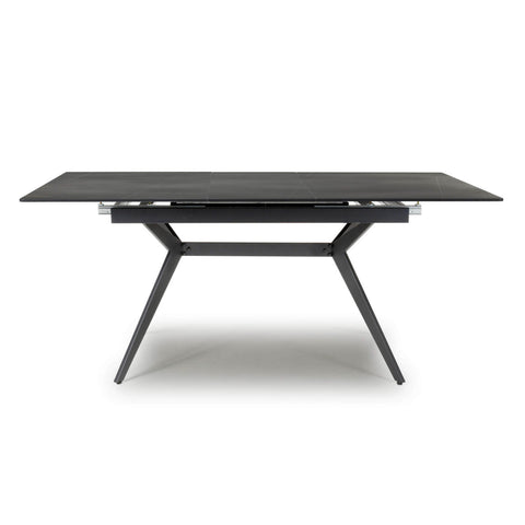 Pinnacle Extendable Black sintered stone marble effect ceramic Dining Table - Extended Front View