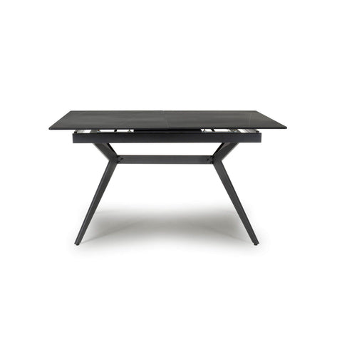 Pinnacle Extendable Black sintered stone marble effect ceramic Dining Table - Close Front View