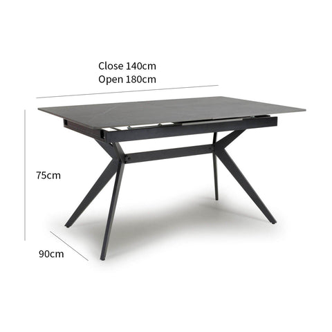 Pinnacle Extendable Granite sintered stone marble effect ceramic Dining Table -  Dimensions 