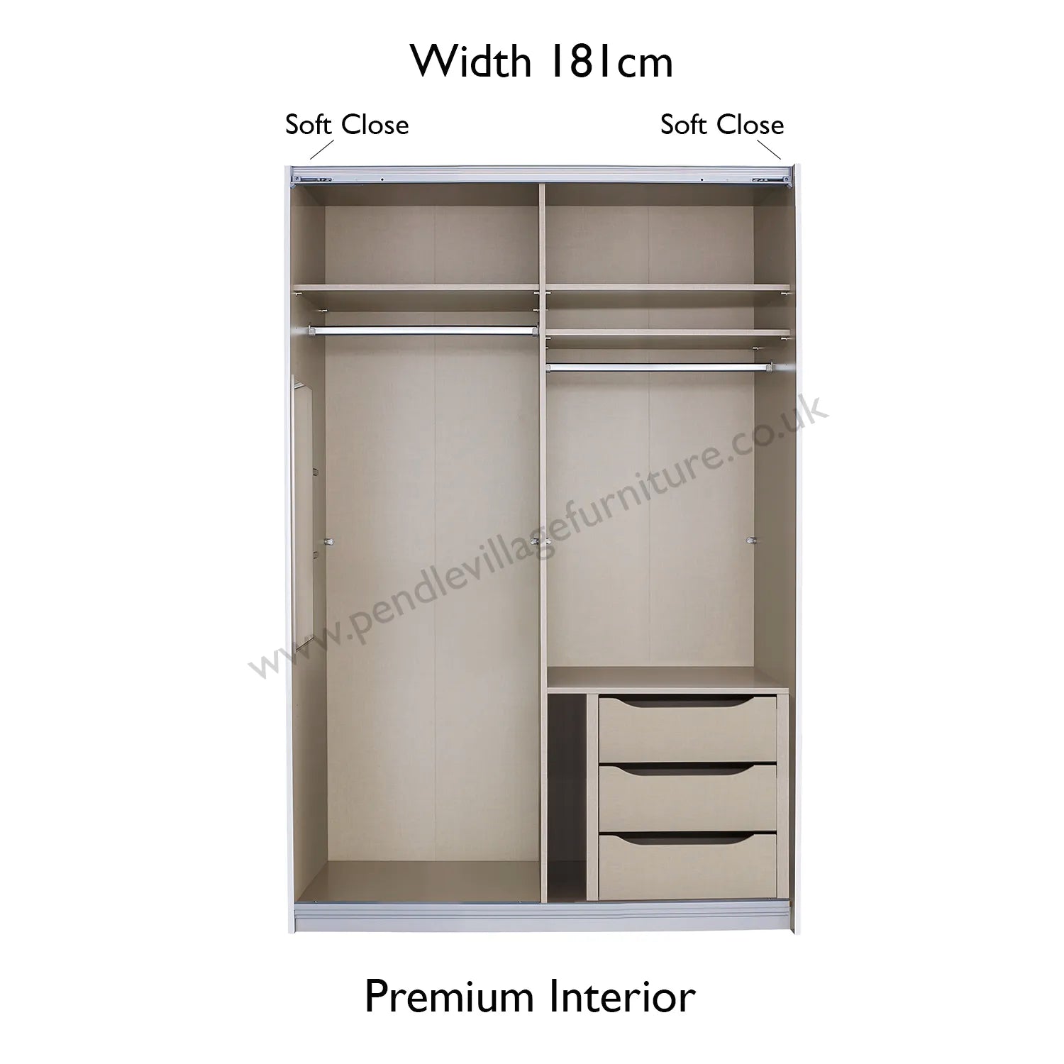 Rauch Metallic Grey Barea Sliding Door Wardrobe - W181cm