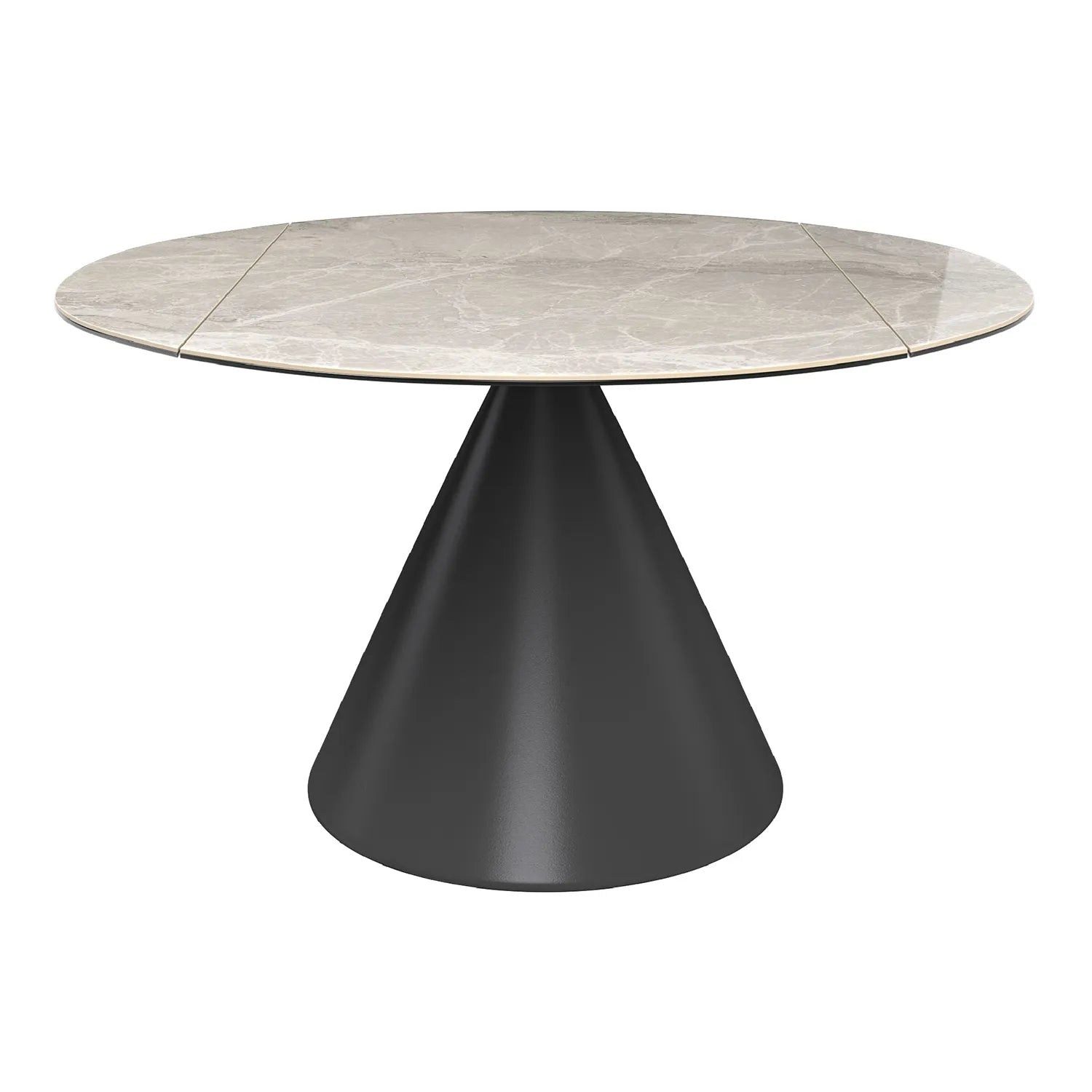 Alessio 130cm High Gloss Light Grey Ceramic Extending Round Dining Table