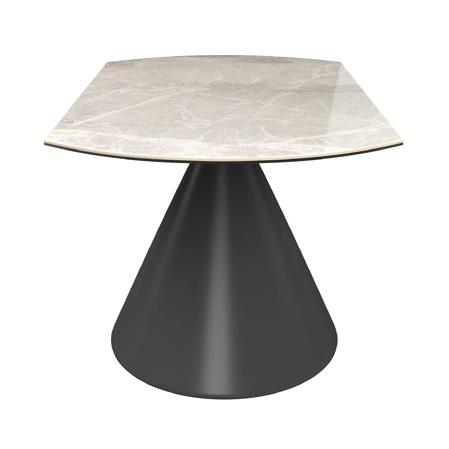 Alessio 130cm High Gloss Light Grey Ceramic Extending Round Dining Table