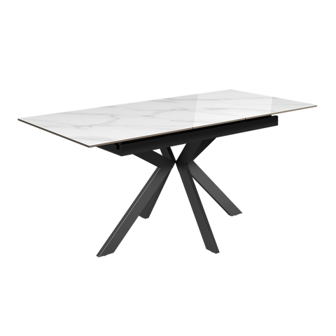 Amari 160-200cm Gloss White Marble Ceramic Extending Dining Table