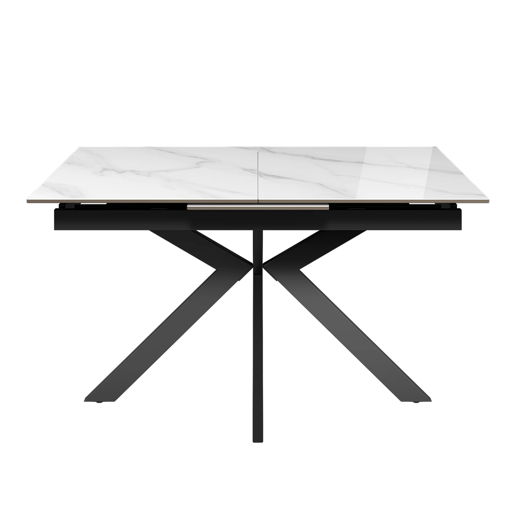 Amari 160-200cm Gloss White Marble Ceramic Extending Dining Table