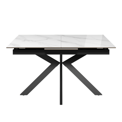 Amari 160-200cm Gloss White Marble Ceramic Extending Dining Table