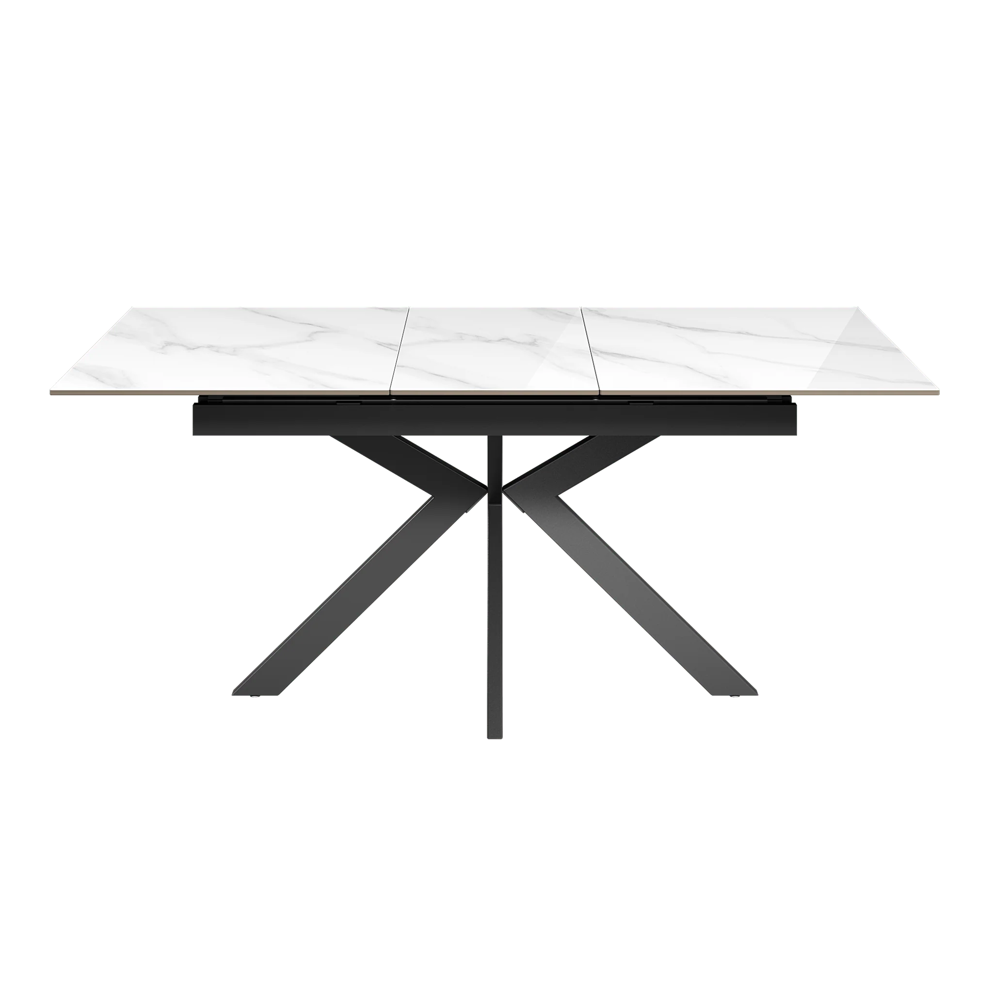 Amari 160-200cm Gloss White Marble Ceramic Extending Dining Table