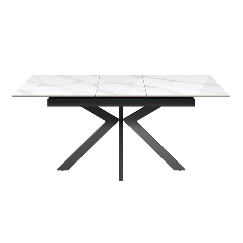 Amari 160-200cm Gloss White Marble Ceramic Extending Dining Table