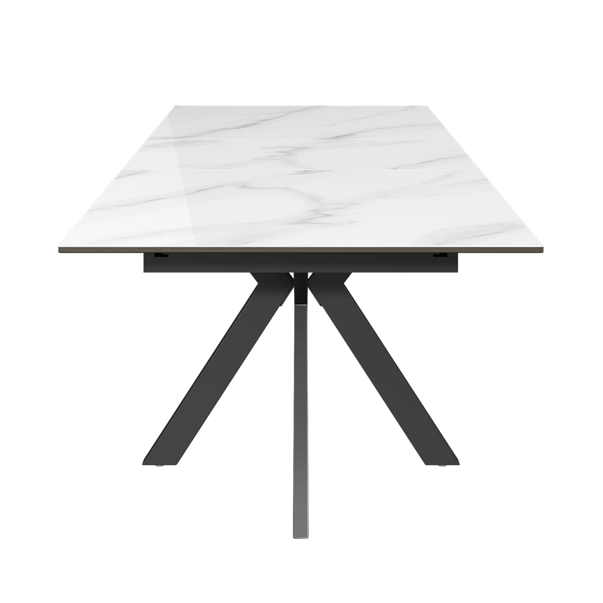 Amari 160-200cm Gloss White Marble Ceramic Extending Dining Table