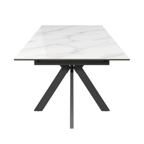 Amari 160-200cm Gloss White Marble Ceramic Extending Dining Table