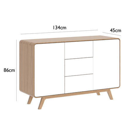 Asiago 2 Door 3 Drawer Sideboard, also available in Sand and Anthracite - Dimensions  