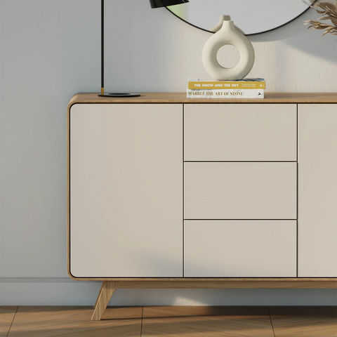 Asiago 2 Door 3 Drawer Sideboard, also available in Sand and Anthracite - Sand Close Up Image  