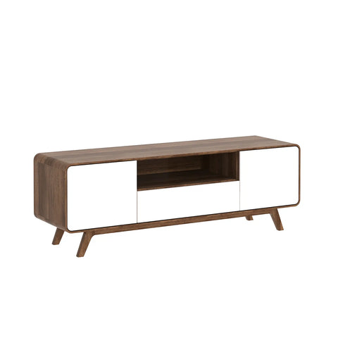 Asiago TV Unit, also available in Sand and Anthracite - White in Smoked Oak 