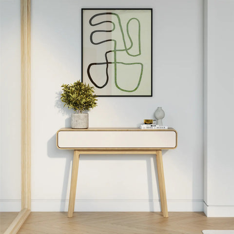 Asiago Solid Oak Console Table, choose fro White Oak and Smoked Oak. Available in White, Sand and Anthracite - Lifestyle Image 