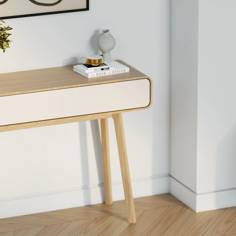 Asiago Solid Oak Console Table, choose fro White Oak and Smoked Oak. Available in White, Sand and Anthracite - Close Up 