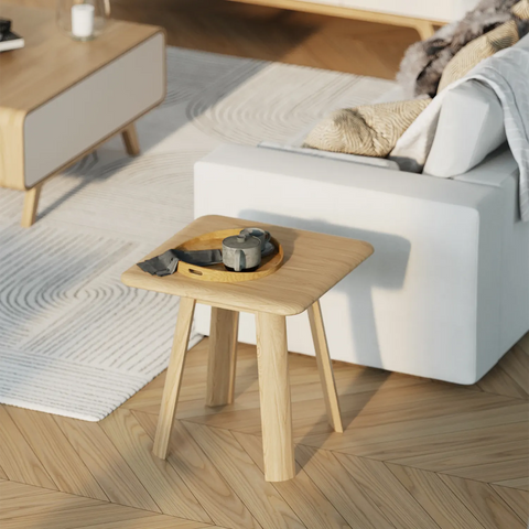 Asiago Solid Oak Side Table, choose from White or Smoked Oak - Lifestyle Image 