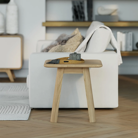 Asiago Solid Oak Side Table, choose from White or Smoked Oak - Front View 