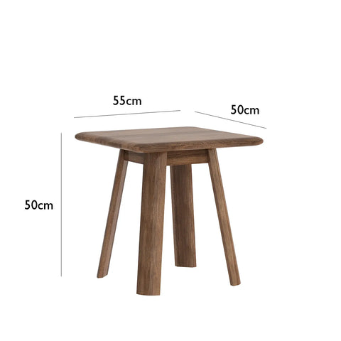 Asiago Solid Oak Side Table, choose from White or Smoked Oak - Dimensions 