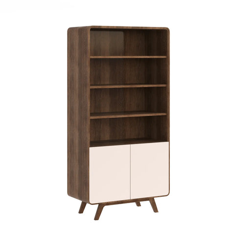 Asiago Solid Oak Tall Display Cabinet, choose from White or Smoked Oak. Available in White, Sand and Anthracite - Sand in Smoked Oak 