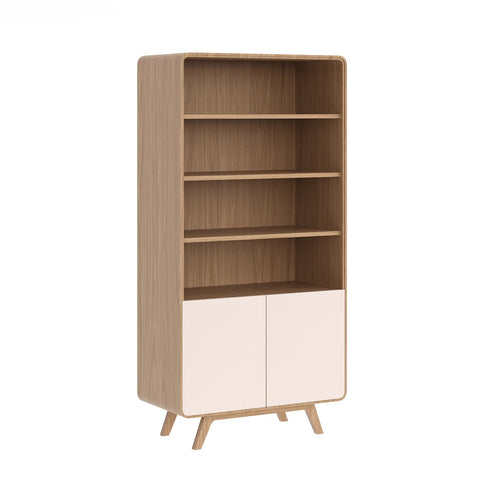 Asiago Solid Oak Tall Display Cabinet, choose from White or Smoked Oak. Available in White, Sand and Anthracite - Sand in White Oak