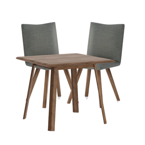 Asiago Solid Oak Square Dining Table with Milano Chairs, available in White or Smoked Oak with a choice of Linen, Nutmeg and Basalt Chairs - Table with Basalt Chairs 