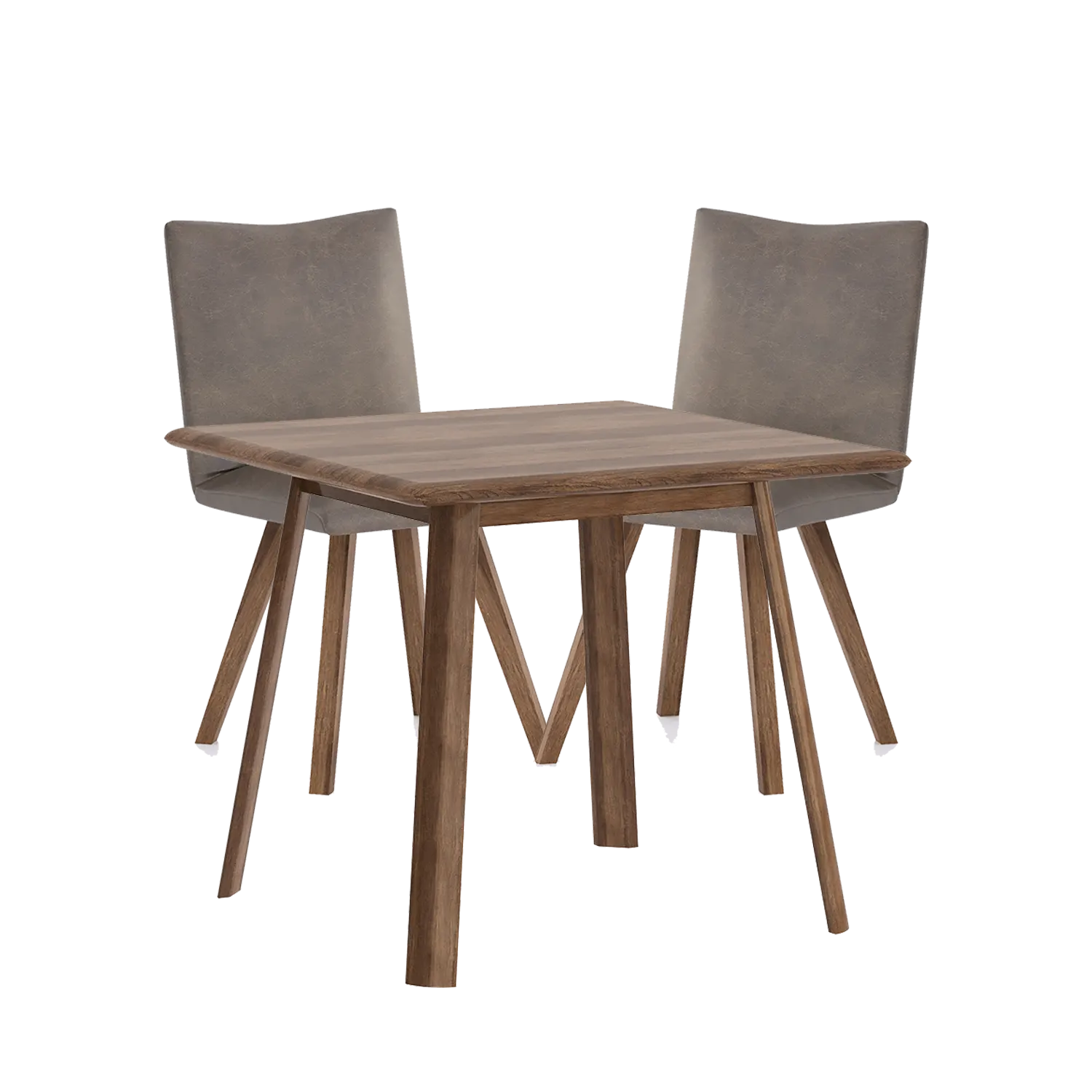 Asiago Solid Smoked Oak Square Dining Table with Milano Chairs