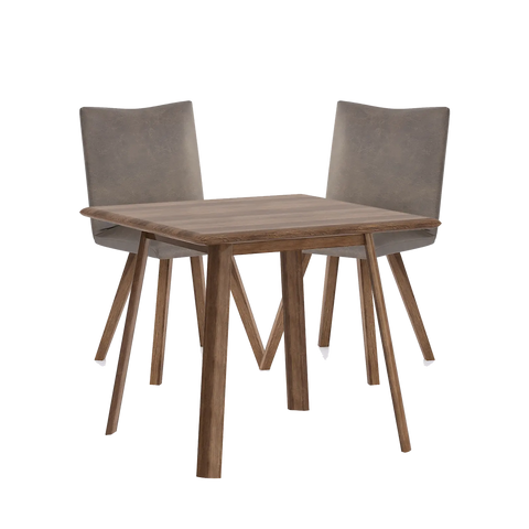 Asiago Solid Oak Square Dining Table with Milano Chairs, available in White or Smoked Oak with a choice of Linen, Nutmeg and Basalt Chairs - Table with Nutmeg Chairs