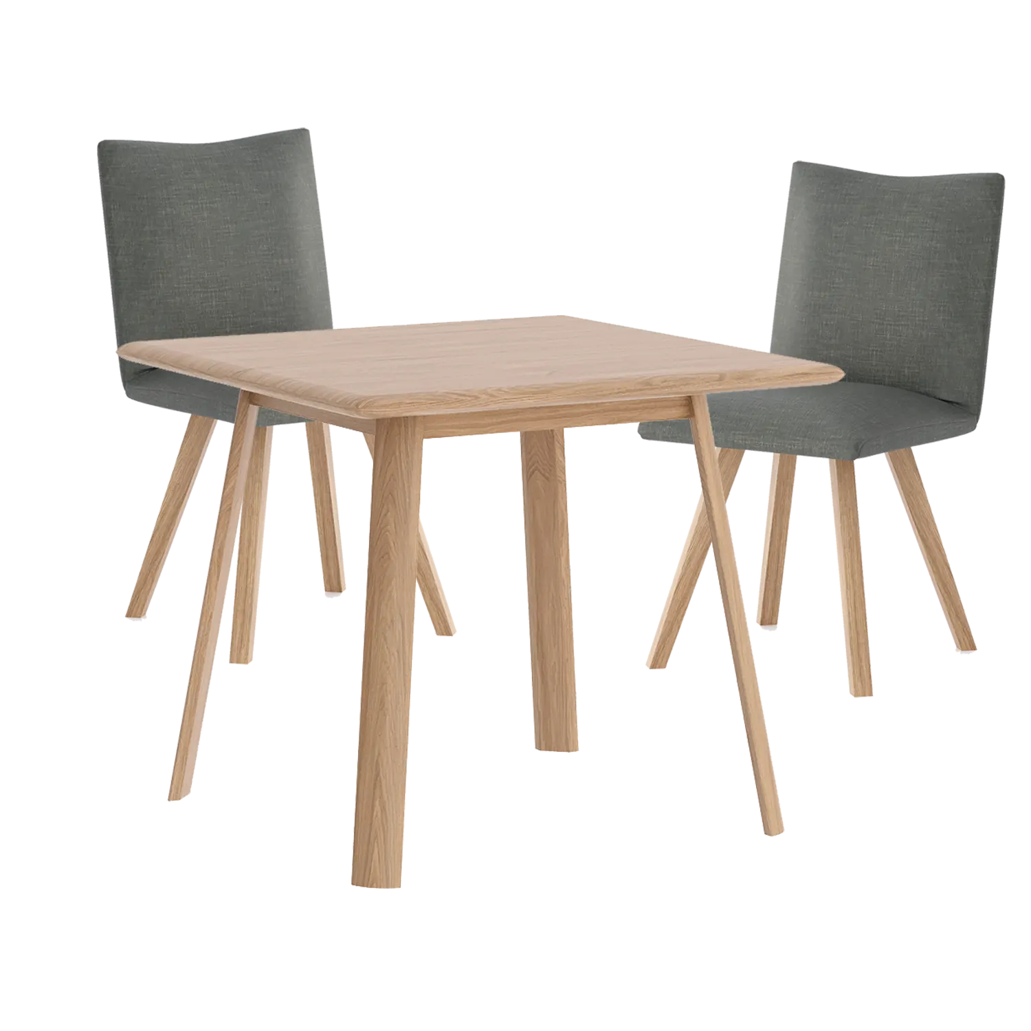 Asiago Solid White Oak Square Dining Table with Milano Chairs