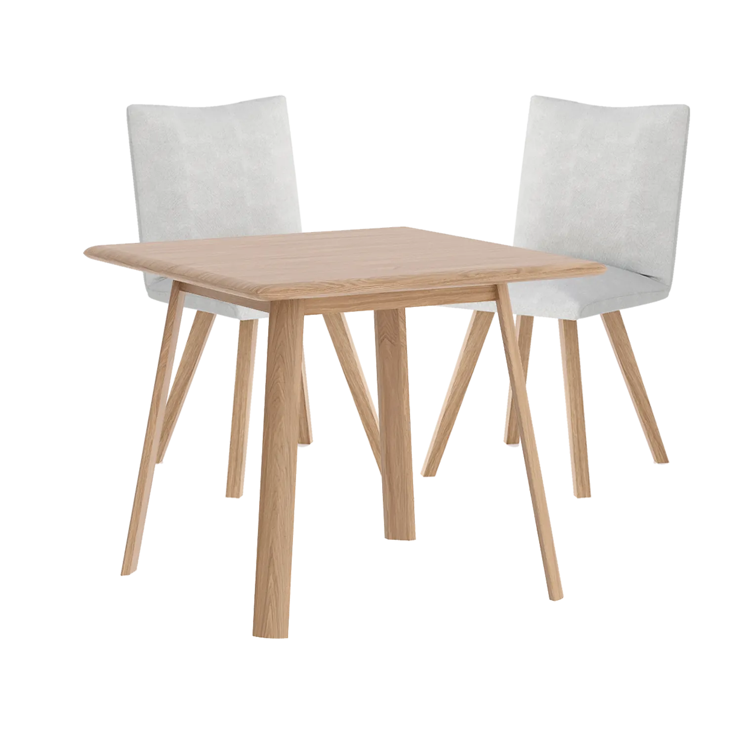 Asiago Solid White Oak Square Dining Table with Milano Chairs