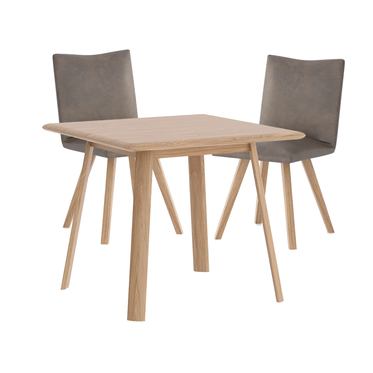 Asiago Solid White Oak Square Dining Table with Milano Chairs