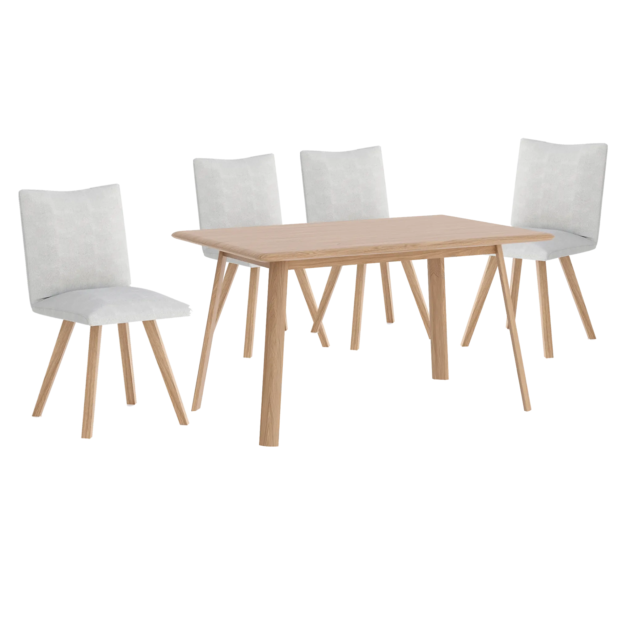 Asiago Solid White Oak 1.4m Dining Table with Milano Chairs