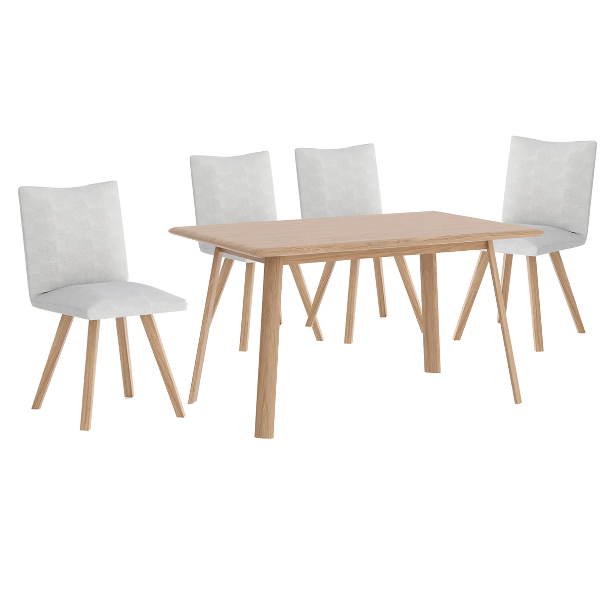 Asiago Solid White Oak 1.7m Dining Table with Milano Chairs, also available in Smoked Oak - Main Image 