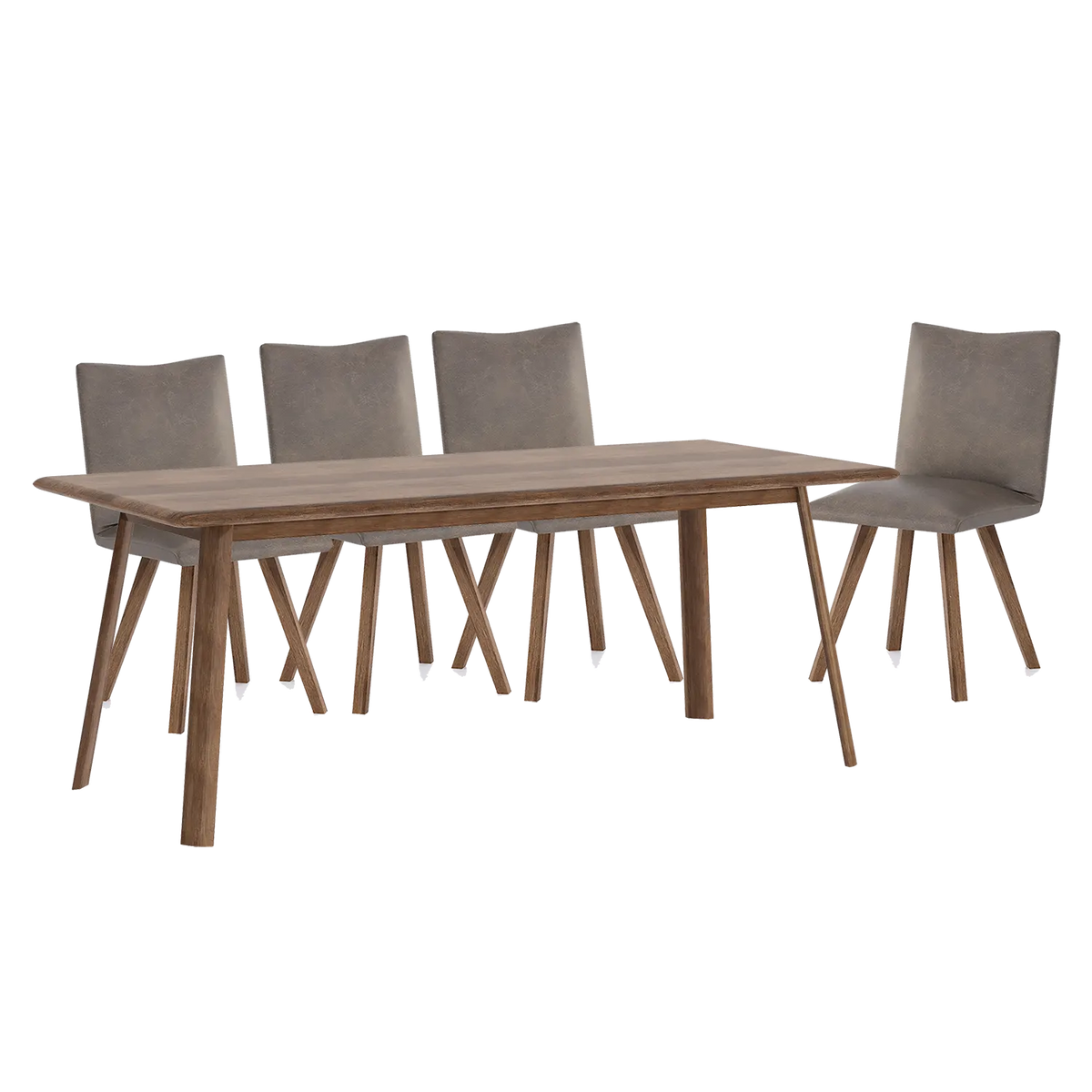 Asiago Solid White Oak 2m Dining Table with Milano Chairs, also available in Smoked Oak - Smoked Oak Dining Set 