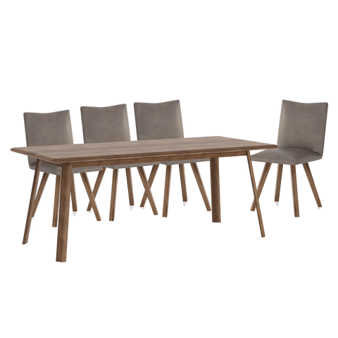 Asiago Solid White Oak 2m Dining Table with Milano Chairs, also available in Smoked Oak - Smoked Oak Dining Set 