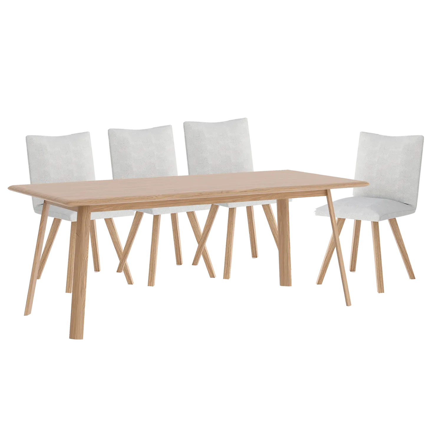 Asiago Solid White Oak 2m Dining Table with Milano Chairs