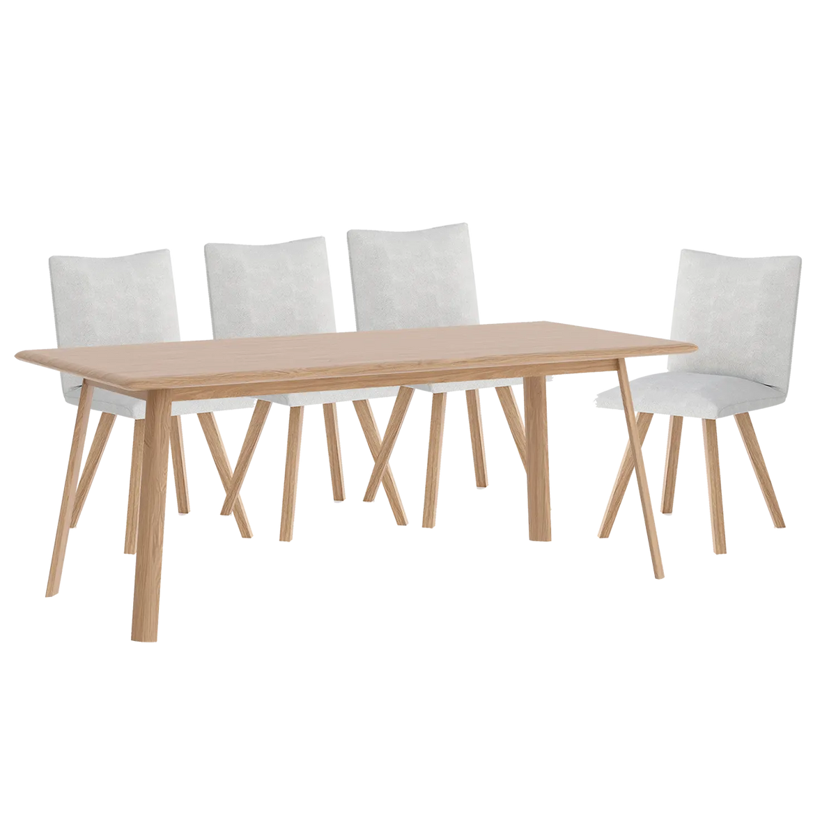 Asiago Solid White Oak 2m Dining Table with Milano Chairs, also available in Smoked Oak - Main Image 