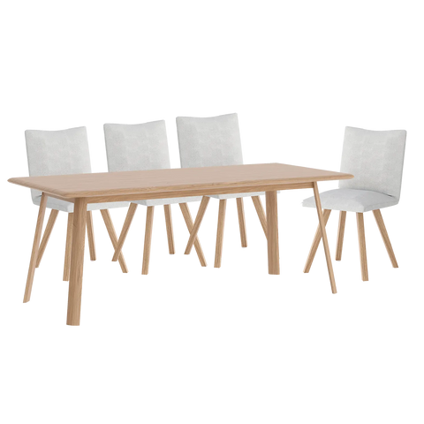 Asiago Solid White Oak 2m Dining Table with Milano Chairs, also available in Smoked Oak - Main Image 