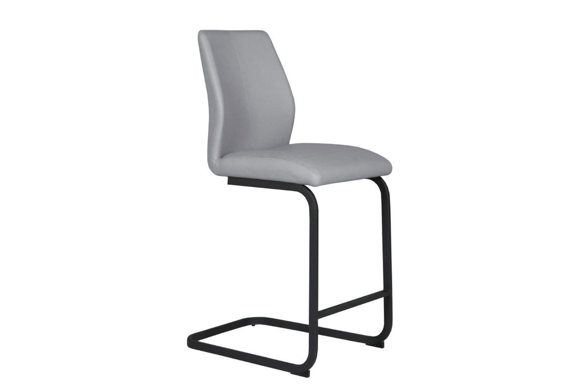 Arga Tan Faux Leather Counter Bar Chair - Set of 2. Available in Taupe, Black, Grey and Silver - Grey Bar Stool