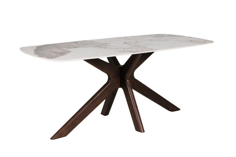 Aura Brown and White Sintered Stone Top Dining Table Set