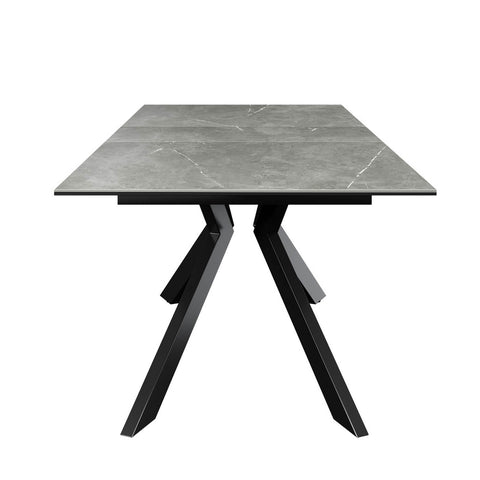 Modern Grey Matte Ceramic Extending Dining Table with Grey Legs