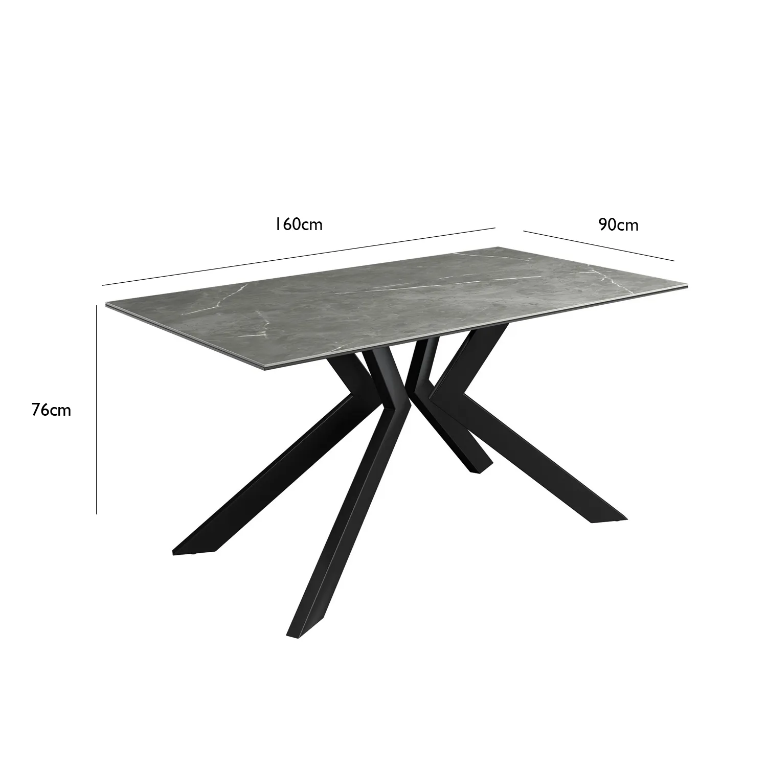 Athens 1.6M Grey Matte Ceramic Dining Table