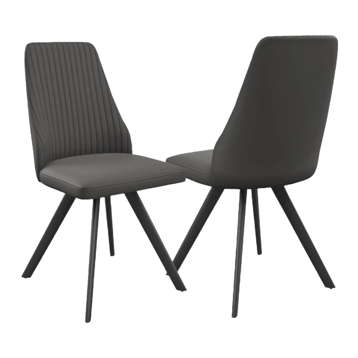 Athenia Dark Grey Leather Dining Chairs