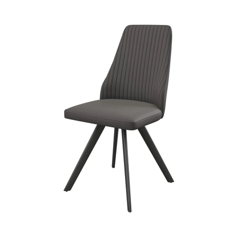 Modern Grey Leather Dining Chairs with Black legs