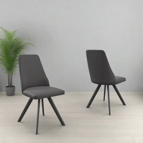 Athens Dark Grey Faux Leather Set of 4 Dining Chairs also Known as Aquila Grey Dining Chairs 