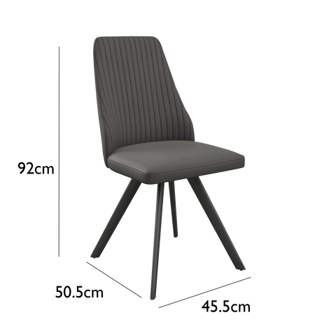 Athens Dark Grey Faux Leather Set of 4 Dining Chairs also Known as Aquila Grey Dining Chairs Set of 4  - Dimensions 