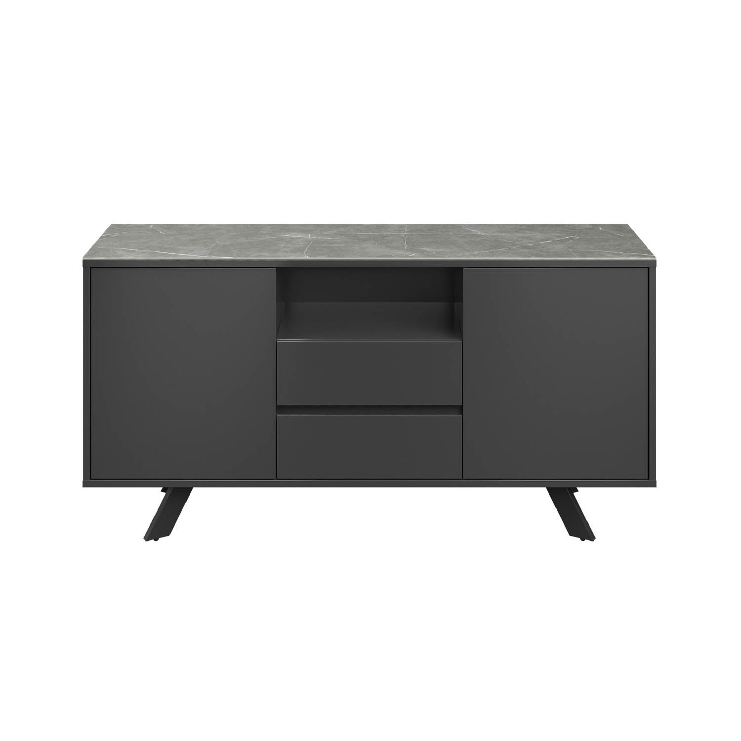 Athens 2 Door 2 Drawer Sideboard with Matte Grey Ceramic Top